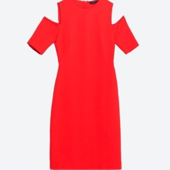 Zara Woman Red Cold Shoulder Dress (XS) - Picture 3 of 8